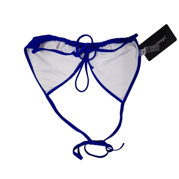 Two-Piece Blue Halter Bikini Set  Adjustable Triangle Top Tie-Side Bottoms SZ M - Picture 6 of 7